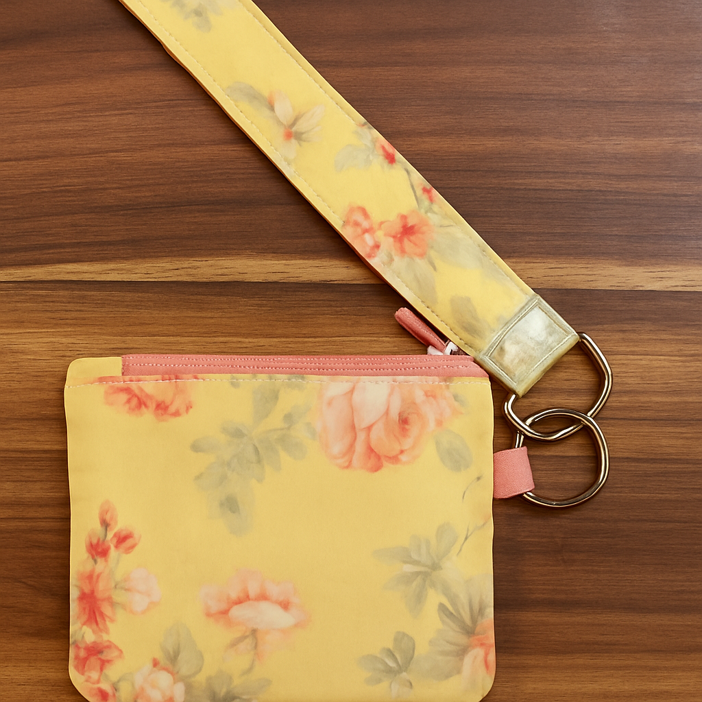 Yellow floral wristlet set