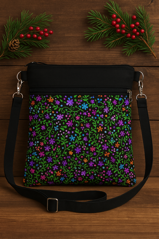 Midnight flower garden crossbody